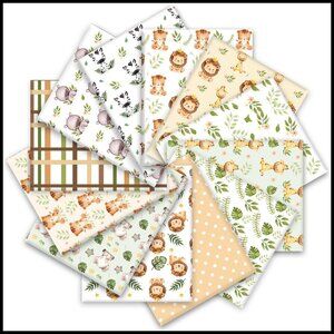 Safari Animal Print Cotton Fabric Fat Quarters Quilting Patchwork DIY Craft